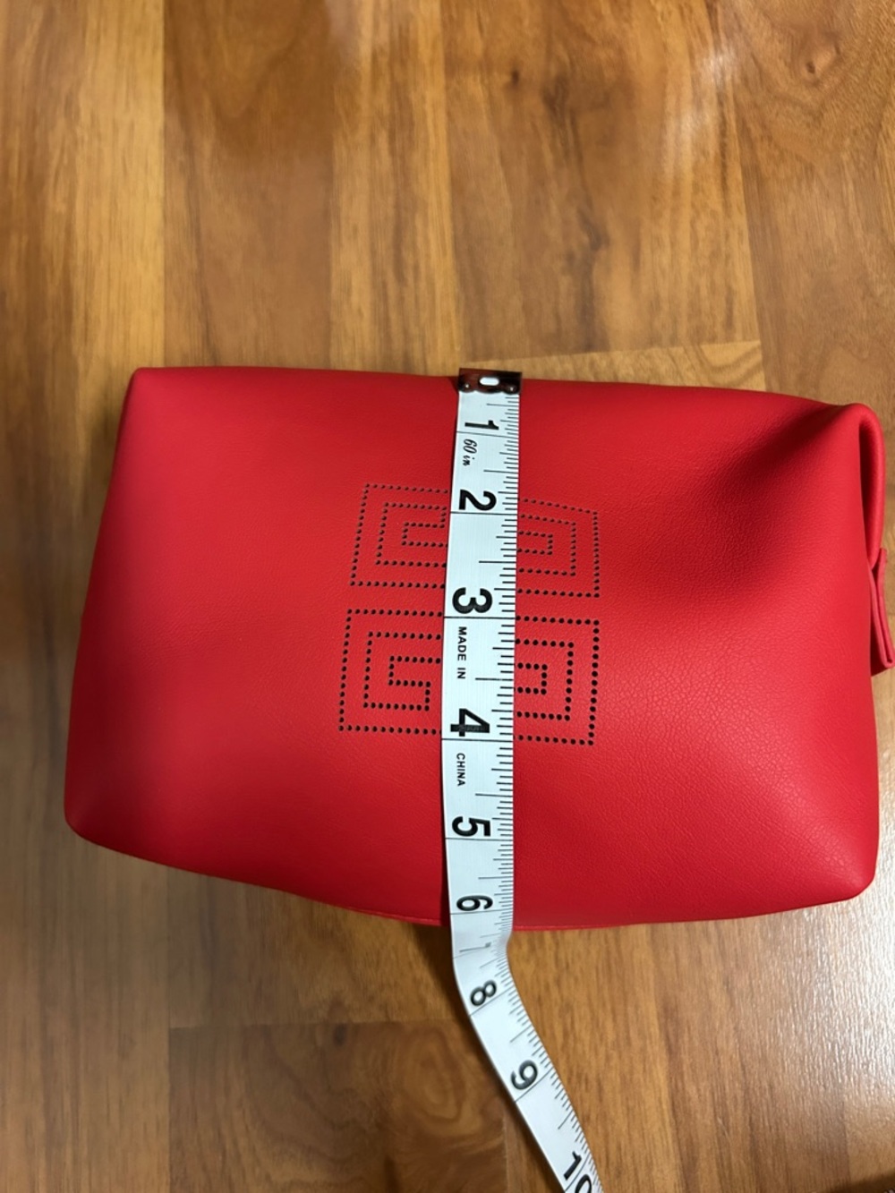 NWOT Givenchy Parfums Red Faux-Leather Zip Pouch with Silver Logo Charm - Picture 4 of 11